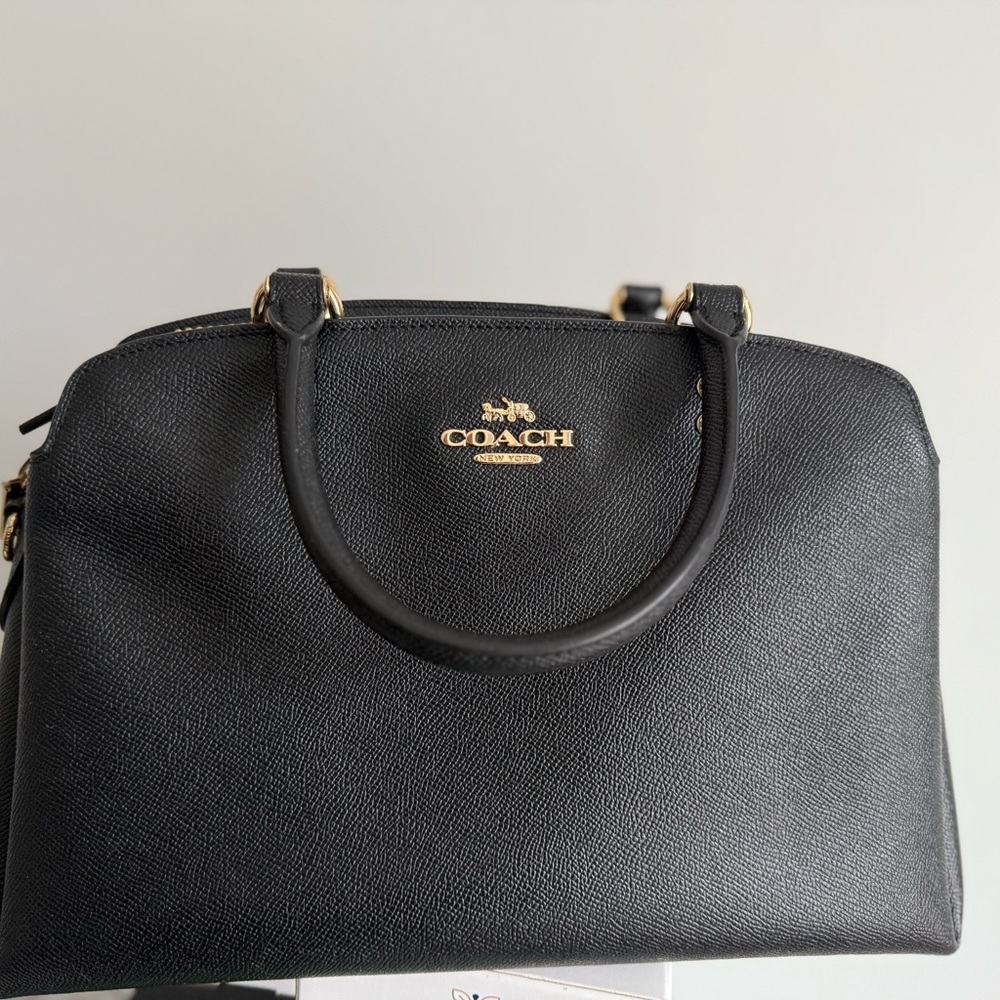 Coach Black Leather Satchel with Gold Hardware